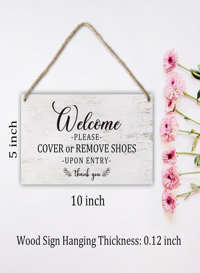 LWBEO Wooden Hanging Sign Plaque, Please Cover Or Remove Shoes Upon Entry, Motivational Quote Wood Wall Sign, Retro Farmhouse Home Decor Gift for Home Living Dining Bedroom Entryway Hallway - A13 - Image 2